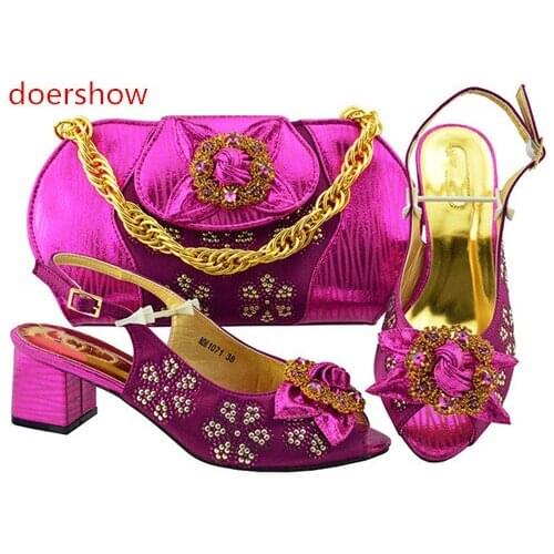 Doershow New Fashion Italian Shoes with Matching Bags Shoe and Bag Set for Party In Women Matching Shoes and Bag Set !Sbf1-33
