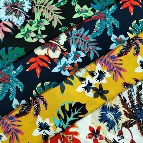Hawaii Beach Plants Coconut Tree Printed Cotton Poplin Fabric Meter Clothing Shirt Beach Pants Cloth DIY Sewing Material