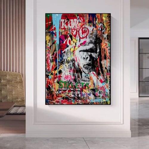 Graffiti Orangutan Monkey Chimp Art Canvas Print Painting Gorilla Animal Modern Wall Picture Home Decoration Poster