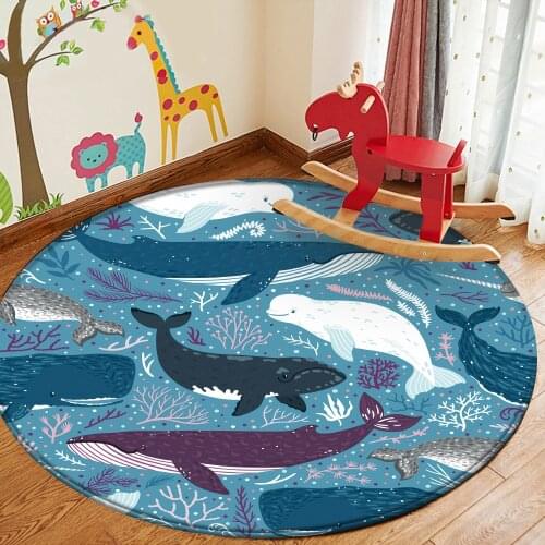 Tapis Cute Blue Dolphin Moon Pattern Kids play carpet Children Rug baby crawling flannel Children durable non-slip floor carpet