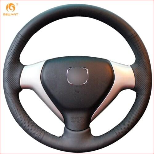 MEWANT Black Artificial Leather Car Steering Wheel Cover for Honda Old City Fit Jazz Interior Accessories Parts