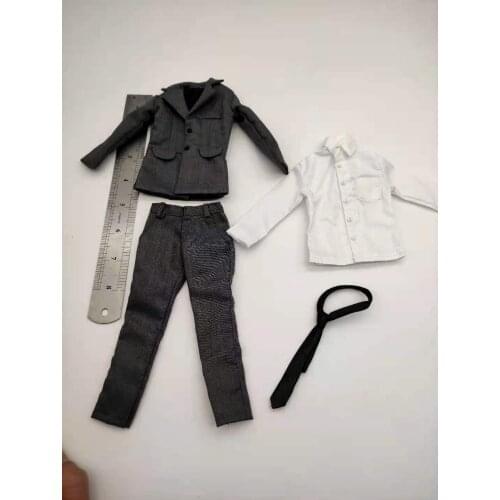 1/6 Scale Grey Mens Suit Model (no shoes) For 12" Male Body