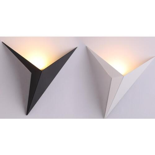 Wall lamp, wrought iron abnormity triangle simple bedroom study hotel guest room bedside led wall lamp lens headlight