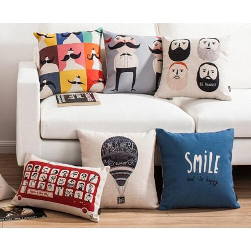 Mustache Beard Cushion Cover Modern Minimal Black And White Pillow Case Decorative Sofa Chair Cushions Cover Pillowcase