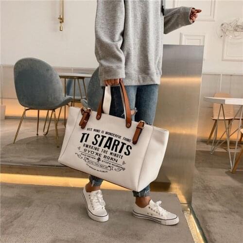 2021 New Woman Tote Bag Fashion Letter Big Capality Canvas Bag Casual Shoulder Messenger Bags Unisex Patchwork Shopping Bag