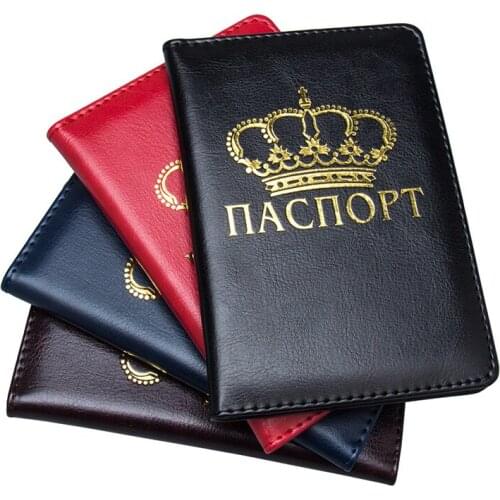 New Design Russia Crown Passport Holder Women Passport Cover For Documents Men Travel Passport Case Female Credit Card Wallet