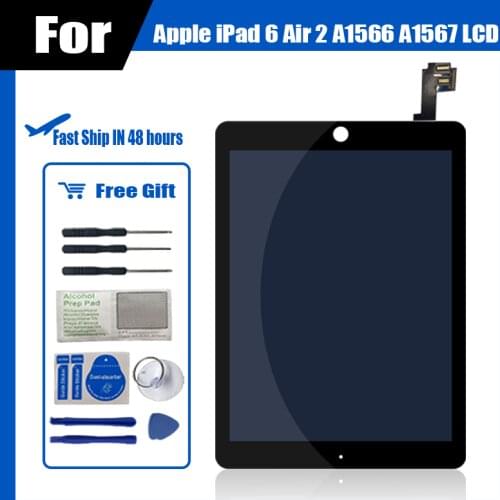 Original AAA+ For Apple iPad 6 Air 2 LCD Display Touch Screen Digitizer Assembly Replacement For iPad 6 A1567 A1566 LCD Panel