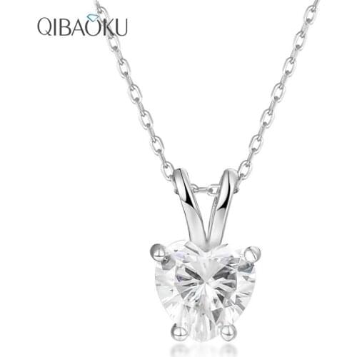 925 Sterling Silver Necklace Heart Shape Moissanite Zircon Simple Necklace Gold Wedding Pendants Jewelry Gift for Women