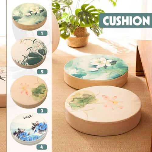 Meditation Cotton And Linen Chair Cushion Floral Printing Seat Pad Soft Office Cushions Pillow Mat Floor Indoor Home Decoration