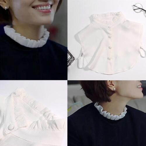 Shirt Fake Collar White/Black Tie Vintage Natural Silk Detachable Collar False Collar Lapel Blouse Top Women Clothes Accessories