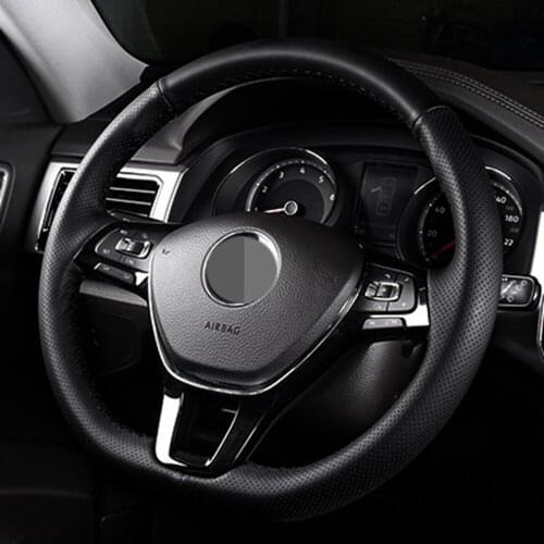 DIY Black Faux Leather Car Steering Wheel Cover For Volkswagen Lavida PLUS new Sagitar Bora Comfortable breathable And Non-slip