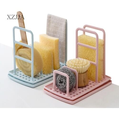 XZJJA Detachable Kitchen Sink Sponge Holder Sink Desktop Sponges Soap Towel Sundries Drainage Rack Kitchen Accessories Organizer