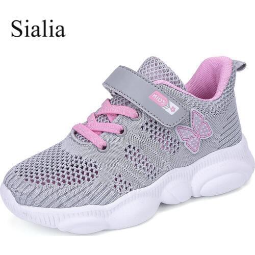 Sialia Summer Girls Sneakers For Kids Casual Shoes Children Sneakers Breathable Mesh Hook&Loop Patchwork tenis infantil menina