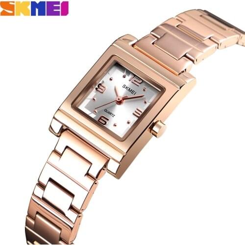 SKMEI Womens Watch Light Luxury Quartz Top Brand Fashion Stainless Steel Bracelet Crystal Watches Ladies Relogio Feminino 1388