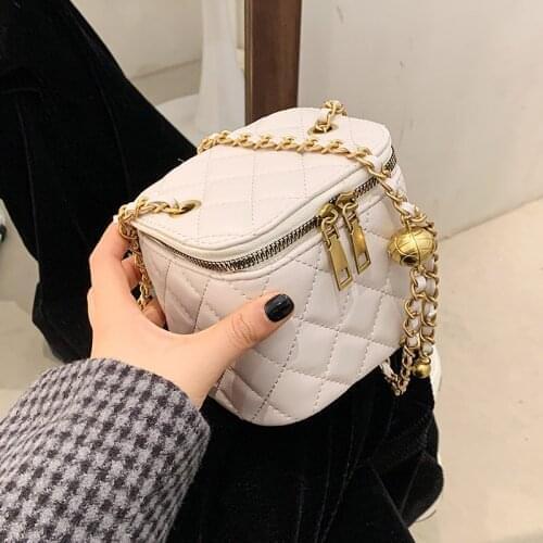 Luxury Mini Quilted PU Leather Crossbody Bags for Women 2021 Cute Shoulder Tote Female Lady Elegant Branded Travel Chain Purses