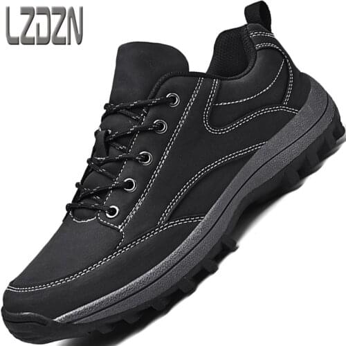 Outdoor Casual Mens Walking Waterproof Non-Slip Wear-Resistant Middle-Aged Leather Shoes 46 Extra Large Size Rain Boots Autumn