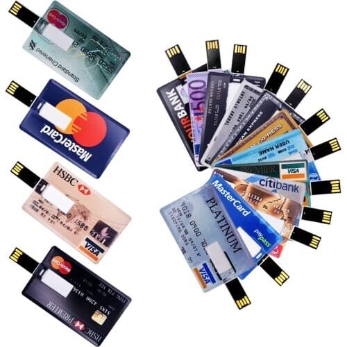 USB Flash Drive2.0 128GB Pen Drive 32GB 8GB Credit Bank Card Model Pendrive 64GB 16GB Memory Stick Flash Cards Stick Custom Logo