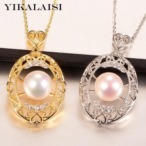 YIKALAISI 925 Sterling Silver Jewelry Pearl Pendants 2020 Fine Natural Oblate Pearl jewelry 10-11mm Pendants For Women wholesale
