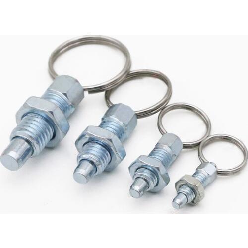 Replace GN717-A M6 M8 M10 M12 M16 Index Plunger with Pull Ring and Lock Nut, Retracted Plunger Pin with Ring and Lock Nut