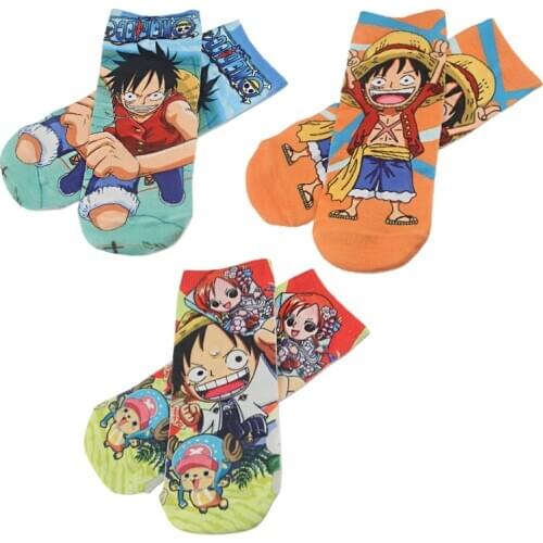 ZF1703 1pair Cool Anime Characters Luffy Socks Women Men Fashion 3D Printed Cotton Socks Cartoon Socks Novelty Socks