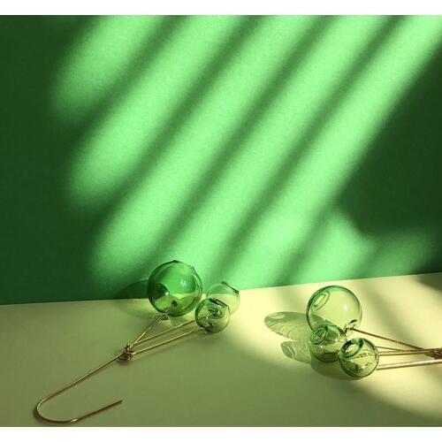 Cos Store Fresh Green Bubble Hook Earrings For Women 2019 Summer Style Glass Ball Dangle Earrings Korean Drop Earrings Femme