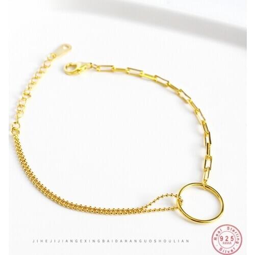 925 Sterling Silver Korean Simple Round Bead Checkered Chain Bracelet Women Fashion Wedding Party Jewelry Accessories
