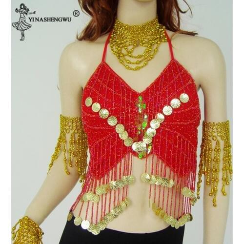 Women Sexy Belly Dance Bra Top Hanging Coin Sling Butterfly Belly Dance Costume Belly Dance Performance Bra Tassels Sequin