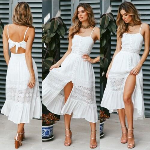 S-XL women sleeveless backless strap dress night evening party lace dress sexy casual leisure style midi dress