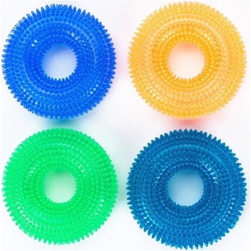 Dog Chewing Spike Ball Ring Molar Pet Toy Teeth Cleaning Anti-boring Dog Toys TPR Rubber Sound Dog Ball Pet Training Supplies