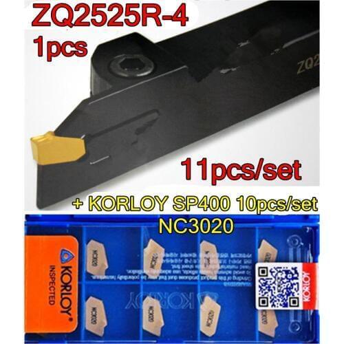 ZQ2525R-4 CNC lathe tool 1pcs + KORLOY SP400 NC3020 CNC carbide insert 10pcs = 11pcs/set NC3020 Machining steel Free shipping