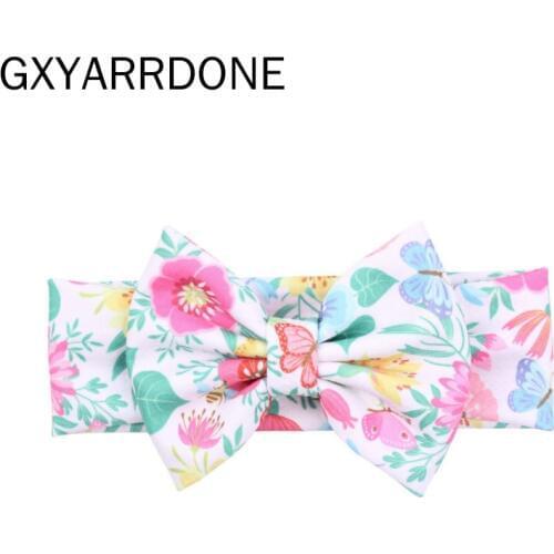10pcs 2019 Flower Print Headband 5" Soft Elastic Hair Bows Dots Turban Hairband Kids Hair Accessories Mujer Headwear Bandeau