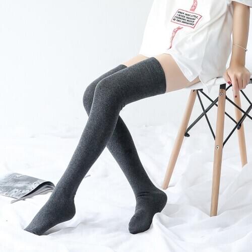 2 pairs Autumn Winter Cotton Thigh Stockings Women Walking Active wear Knee High Boot Socks Solid Color Breathable Stocking