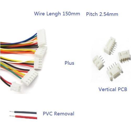 20 Sets XH2.54 JST 2.54 mm Pitch Top Entry 2 3 4 5 6 7 8 9 10 Pin Crimp 150 mm UL 1007 26 AWG Electronic Wire + Male Header