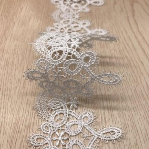 3yards 6.5cm White Black Polyester Embroidered Lace Ribbon Applique Handmade DIY Sewing Craft Water Soluble Lace Trim Decoration
