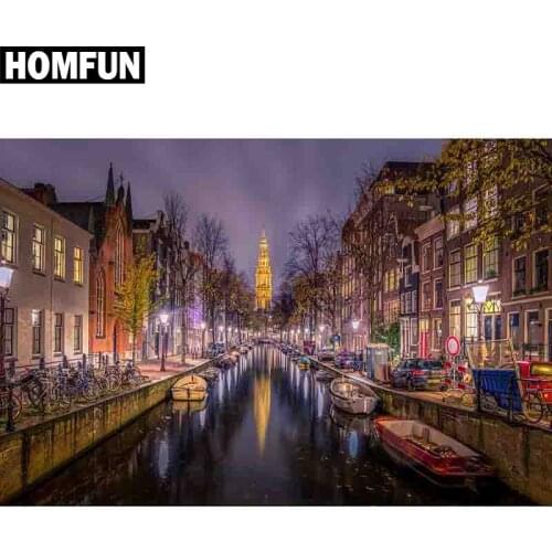HOMFUN Full Square/Round Drill 5D DIY Diamond Painting "City night scene" Embroidery Cross Stitch 5D Home Decor Gift