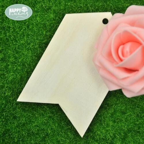 Happymems Tags Wood Decoration Handmade DIY Crafts Stick Wooden Shapes House ornament Scrapbook