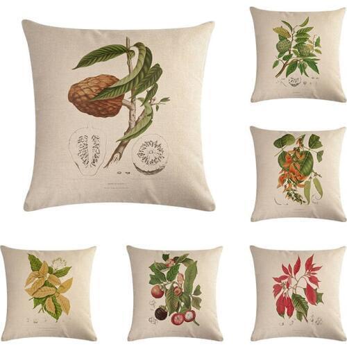 Decorative Cushion Cover Fruit Flower Printed Cotton Linen Mangosteen Pillowcase For Home Decor Bed Car Seat Pillowcovers ZY37