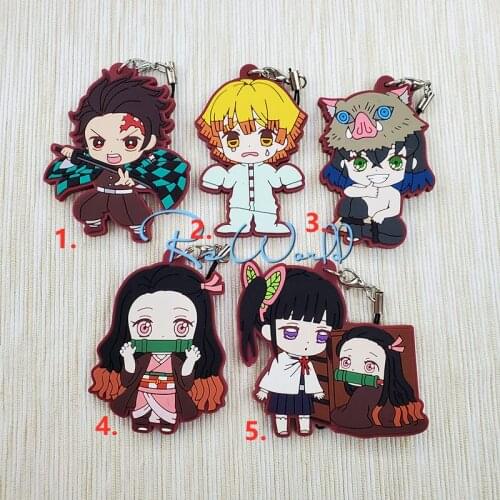Demon Slayer: Kimetsu no Yaiba original Japanese anime figure rubber Silicone mobile phone charms key chain strap keyring
