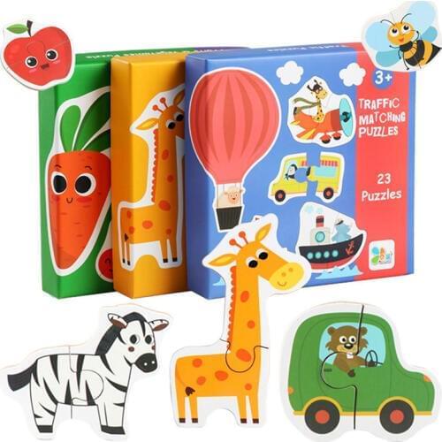 Children Fun Matching Puzzle Animal Transportation Fruits Vegetables Early Learning Toys For Kids Children Educational Toy Gift