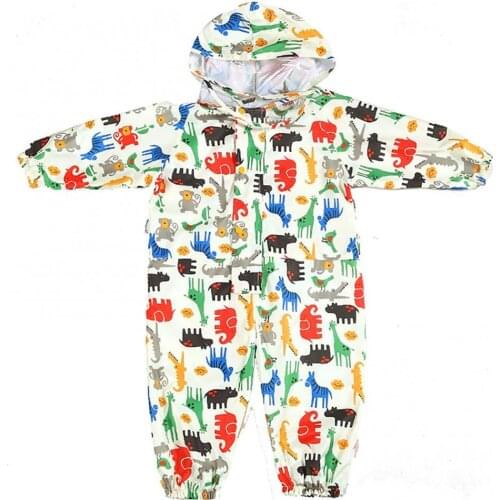 Girls Boys Raincoat Polyester EVA Cartoon Pattern Coating Raincoat Kids Children Jumpsuit Rainwear Boy Girl Waterproof Poncho