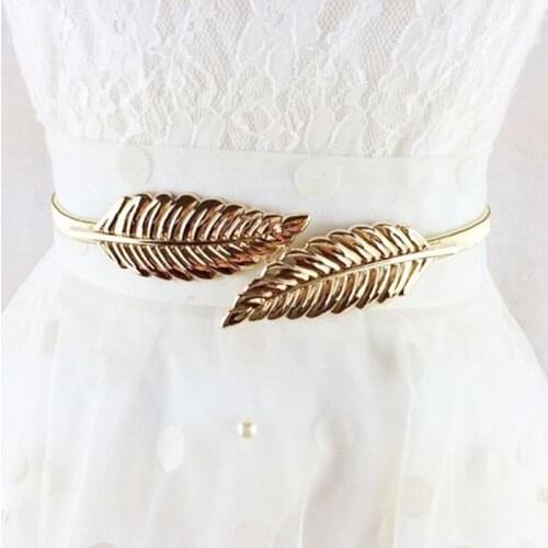 Elastic Belts Women Girl Stretch Skinny Waist Belt Flower Leaf Shape Wedding Designer Metal Female Belt cinturones para mujer