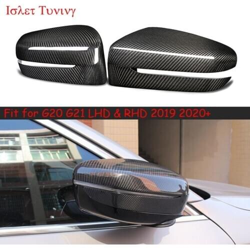 G20 Add-on type Carbon Fiber Side Door Rearview Caps for BMW 3 Series G20 G21 RHD Mirror Cover Shell 2019 2020