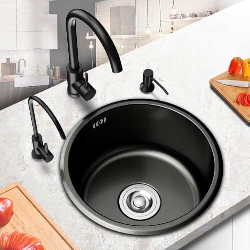 Rpound Kitchen Sink 40 Cm Stainless Steel Black Sink Set Black Diamond Square Bar Counter Small Sink Under Counter Single Sink