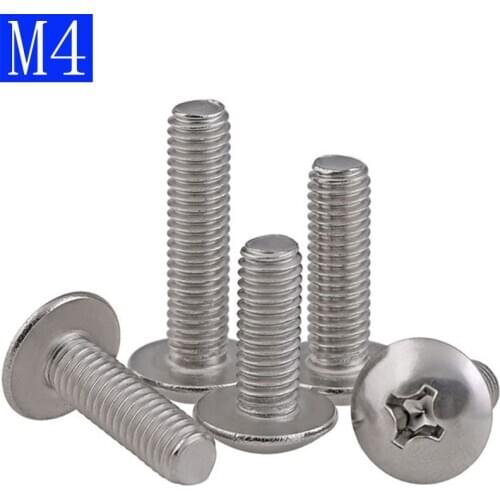 M4 - 0.7 304 Stainless Steel Phillips Pan Cross Drive Truss Head Machine Screws A2 bolts