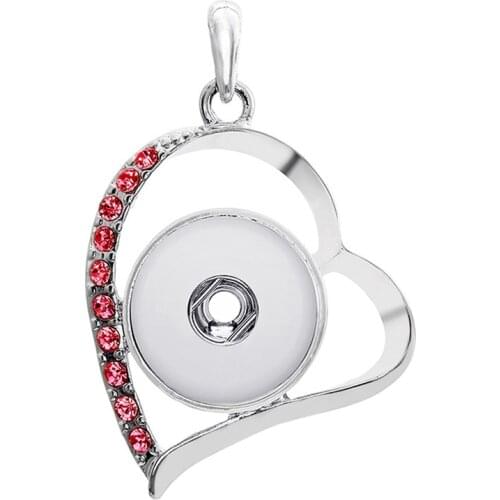 Metal Fashion Interchangeable Heart Crystal Ginger Necklace 199 Fit 18mm Snap Button Pendant Charm Jewelry For Women Gift