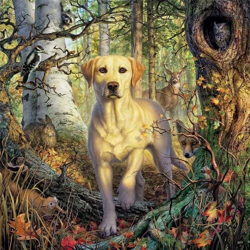 Animal Dog Labrador DIY Cross Stitch 11CT Embroidery Kits Needlework Craft Set Cotton Thread Printed Canvas Home Dropshipping