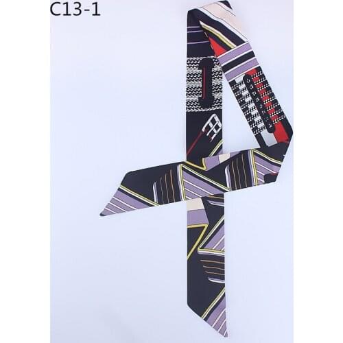 POBING Sapin Melt Chain Print Small Scarf Women Silk Scarf Fashion Brand Head Scarf Tie Handle Bag Ribbons Long Scarves 100*5CM