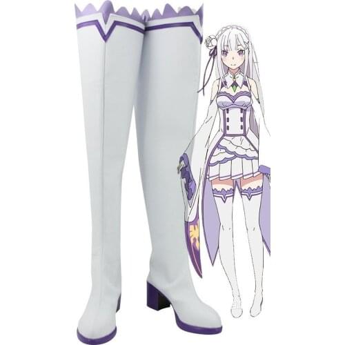 Re:Zero Life in a Different World from Zero Emilia Cosplay Shoes Boots Custom Made