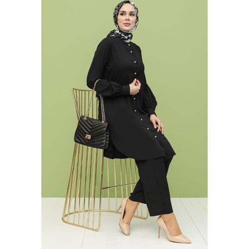 Minahill Necklace Tunic Pants Dual Suit 12010-05 Black 12010-05