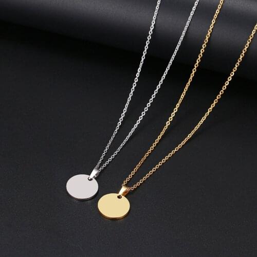 Gold/ Silver Color Disc Coin Pendant Stainless Steel Necklaces Women Girls Lucky Charm Jewelry Choker BFF Friendship Gifts Hot